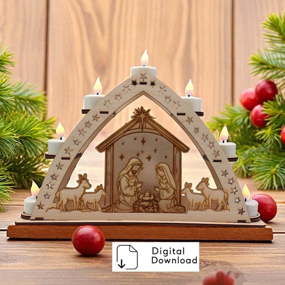 Schwibbogen Laserdatei svg für Lasercutter | Weihnachtsdeko Vorlage | DIY Laserdatei Lichterbogen