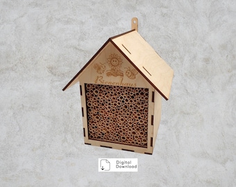 Bee hotel SVG file as a DIY wild bee hotel | Laser file for an insect hotel | Bee house as a nesting aid for bees