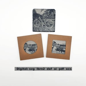Caja de embalaje Embalaje de regalo para posavasos de pizarra Plantilla de caja de posavasos de roca Archivo SVG para cortadora láser, varios motivos