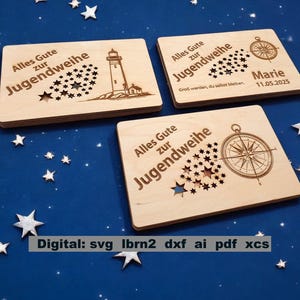 Jugendweihe Einsteckkarte für Geldgeschenk oder Gutschein, svg Datei für Lasercutter, Laser Datei zum Download