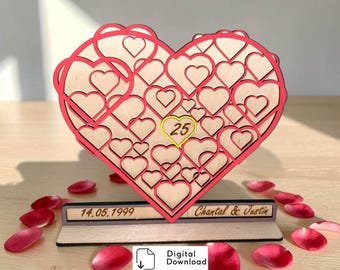 Herz als Hochzeitsherz für den Hochzeitstag, das Hochzeitsjubiläum oder die Hochzeit | SVG Datei für Lasercutter