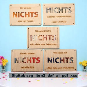 Je wilde NIETS voor je verjaardag, bruiloft, verloving, cadeaubon, voucherkaart, svg-bestand, laserbestand, contant cadeau, verjaardag