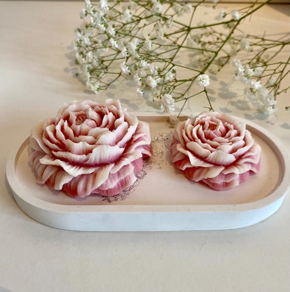 Pfingstrose Kerze Blumenkerze aus Sojawachs Kerzenblume Rose PR0001