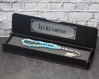 Name Tesbih made of natural stone with box