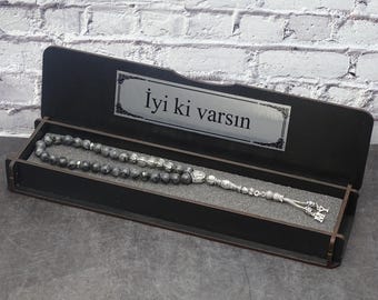 Name Tesbih made of natural stone with box