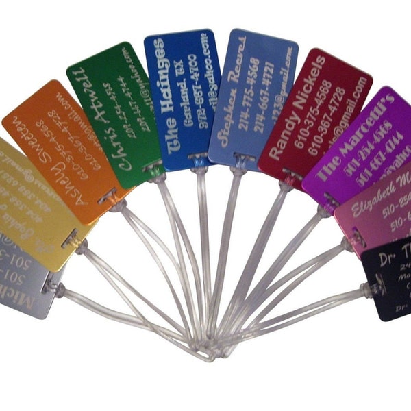 Aluminum laser engraved luggage tags (one)   **  10 colors & 50 fonts       *****free shipping*****