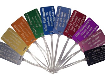 16 aluminum laser engraved luggage tags (ten)   **  10 colors & 50 fonts