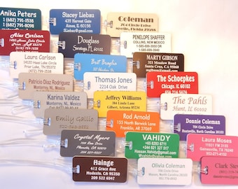 30 personalized custom engraved luggage tags 24 colors to choose from.