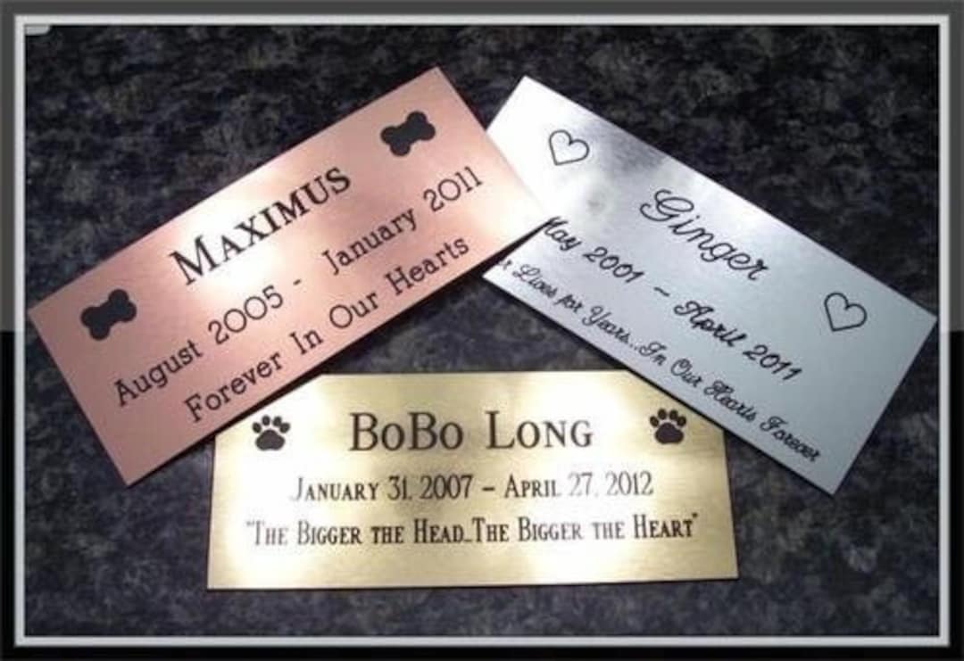 Custom Pet Memorial Plate: Engraved Brass, Silver, or Copper - Etsy