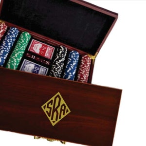 Laser Engraved Rosewood Poker Set: Personalized Travel Game