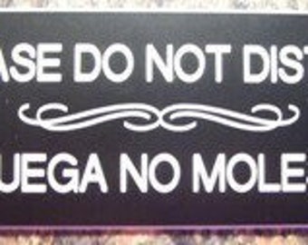 Engraved Please Do Not Disturb Sign: English & Spanish, Custom Colors