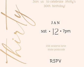 EDITABLE  30th birthday party invitation