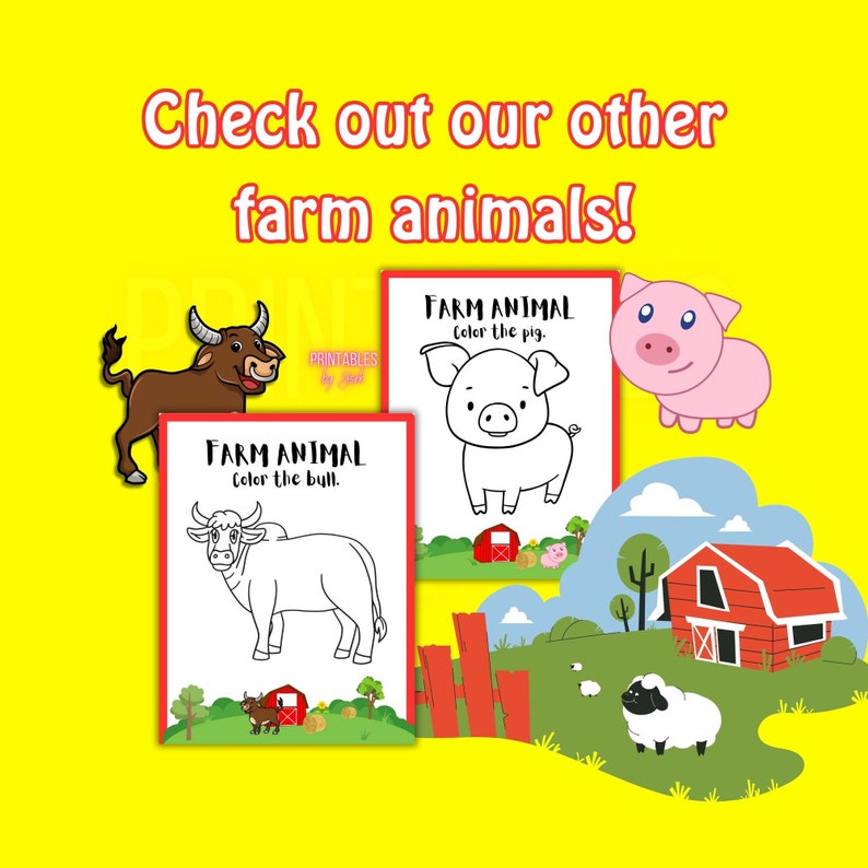 Printable Cow Coloring Page, Farm Animal Series, Kids Activity, Digital ...