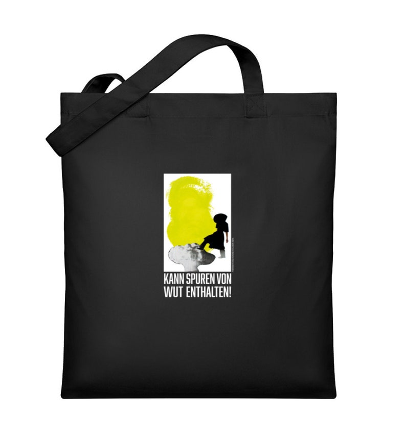 Bag May contain traces of anger made of 100% organic cotton Feminism jute bag Organic jute bag Schwarz