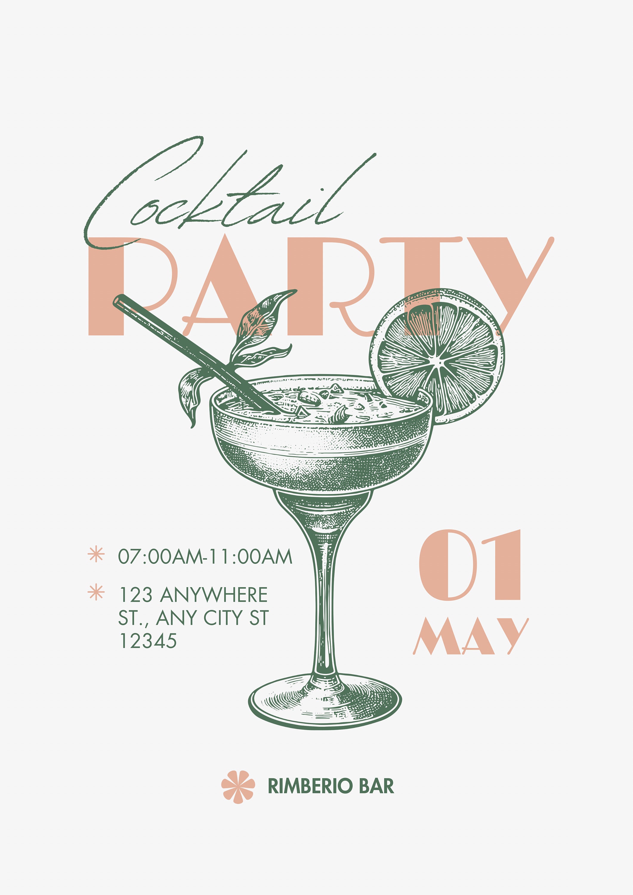 Digital Cocktail Party Invitation, Printable Cocktail Party Invitation, Minimalistic Design ...