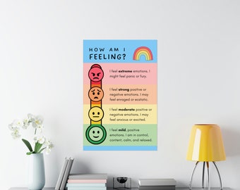 Emotions Thermometer Poster,Classroom Decor,Feelings Chart Poster, My Feelings Printable,Classroom Posters,Emotions Print,Homeschool Decor
