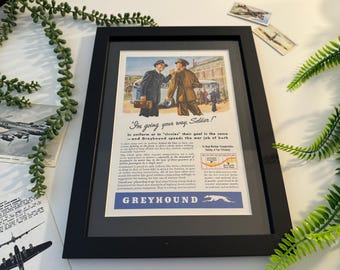 Original 1943 "I'm Going Your Way, Soldier!" Greyhound Advertisement - A4 Size