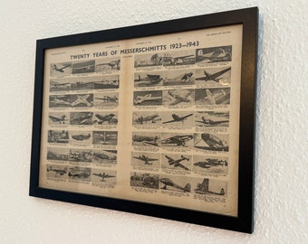 Original 1943 Messerschmitt Aircraft Overview Diagram "Twenty Years of Messerschmitts"