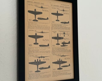 Original 1944 Japanese Aircraft Chart - A4 Size