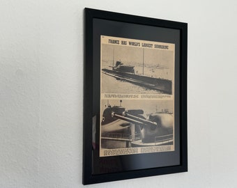 Original 1939 Submarine Surcouf Article - A3 Size