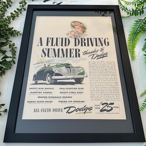 Pubblicità originale Dodge degli anni &#39;40 &quot;Un&#39;estate di guida fluida&quot; - Formato A3