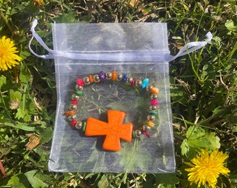 Orange Cross Bracelet