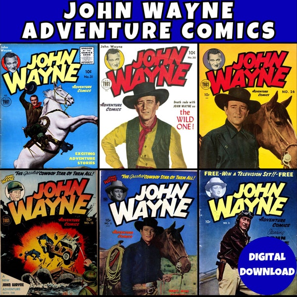 John Wayne Adventure Comics - 31 Vintage Rare Out-of-Print PDF/CBR Western/Action Comic Books - Digital Download