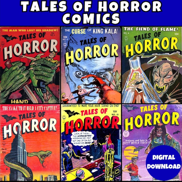 Tales of Horror Comics Collection - 13 Rare Vintage Golden Age Classic Pre Code Horror PDF/CBR Comic Books - Digital Download