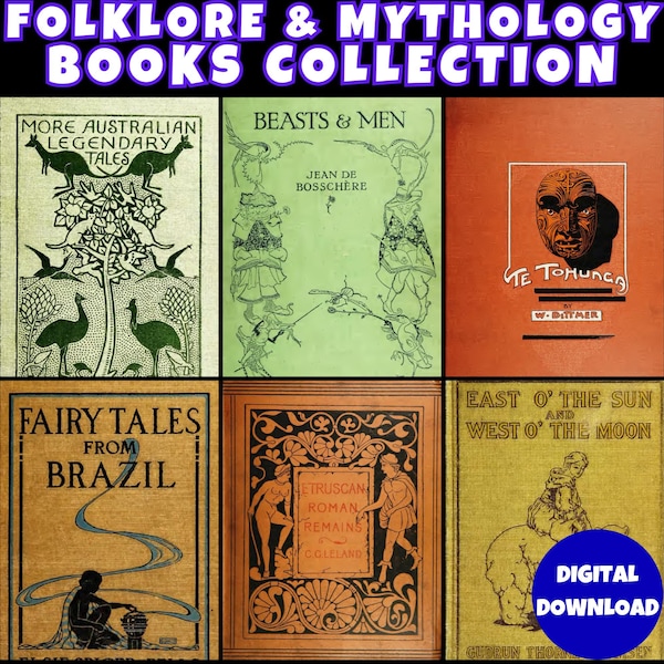 FOLKLORE & MYTHOLOGY Book Collection - 185 Rare Old PDF Books - Legends, Fairy Tales, Folk Tales, Myths - Digital Download