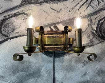 Handmade Wooden Candle Sconce, Rustic Farmhouse Wall Lamp