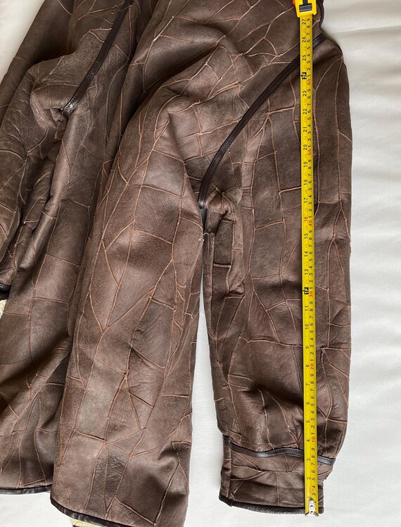 Patchwork leather shearling coat Womensclothing B… - image 10