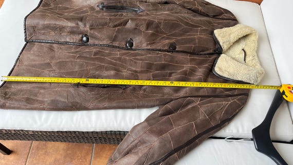Patchwork leather shearling coat Womensclothing B… - image 7