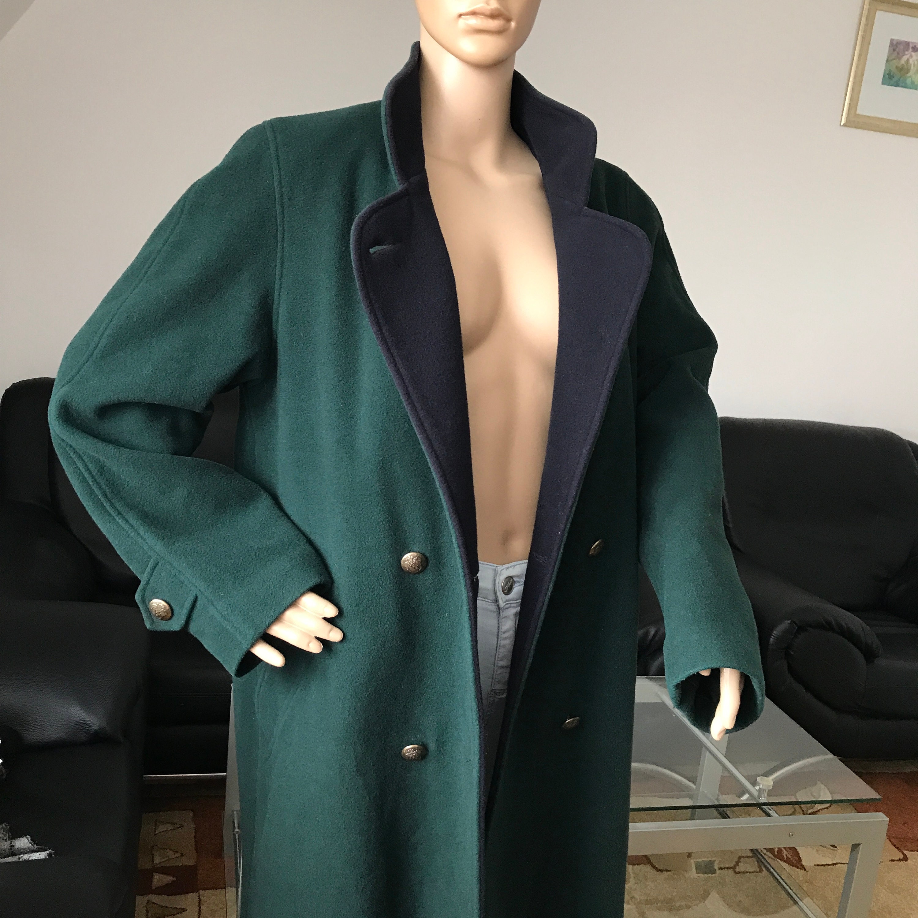 90s Vintage Wool Coat Nuage Double Breasted Emerald Green Coat Cashmere Coat Etsy