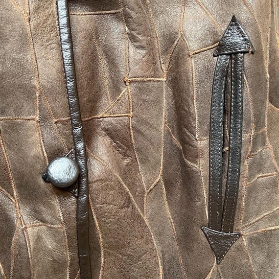 Patchwork leather shearling coat Womensclothing B… - image 6