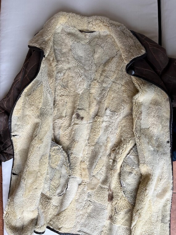 Patchwork leather shearling coat Womensclothing B… - image 5