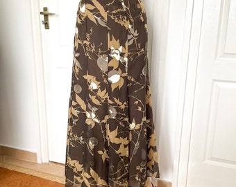Jupe en mousseline de soie à imprimé feuilles vTG des années 90 FENN WRIGHT MANSON Jupe élégante vêtements vintage