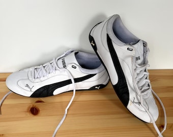 Vintage Puma Racing Shoes | US 11 Y2K Drift Cat Sneakers | White Black