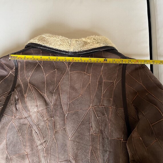 Patchwork leather shearling coat Womensclothing B… - image 9