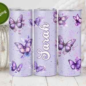 Purple Butterfly Tumbler Personalized Butterfly Gifts For Women Butterfly Tumbler Cup With Straw Butterfly Gifts Butterfly Lover Gifts