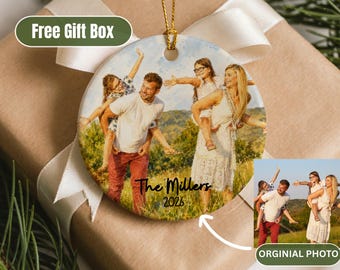 Custom Family Photo Ornament Personalized Watercolor Photo Ornaments Family Portrait Ornament Bestie Gift Couple Gift