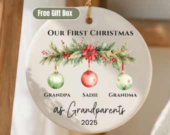 Personalized New Grandparents Ornament First Christmas As Grandparents Ornament From Grandchild Gift For Grandparents New Baby Ornament