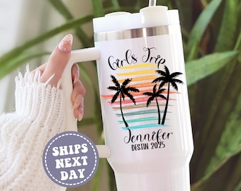 Beach Tumbler Cup Personalized 40 OZ Tumbler Girls trip tumbler with Lid and Straw Bachelorette Party Bridesmaid proposal Custom bridal cup