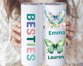 Personalized Best Friend Tumbler Best Friend Gift Bestie Tumbler Cup Gift for BFF Best Friend Friendship Travel Mug Bestie Gift Butterfy