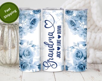 Personalized Grandma Tumbler Custom Grandma Tumbler Grandkids Names Mother's Day Gift for Grandma Mimi Nana Gigi Grammy Grandchildren Mug