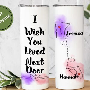 I Wish You Lived Next Door Tumbler Long Distance Friendship Gift Sister Moving Away Gift Best Friend Gift Bestie Tumbler Missing You