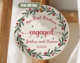 Engagement Ornament Personalized Engaged Ornament Engagement Gift for Couple Engagement Gifts for Couple Our First Christmas Ornament