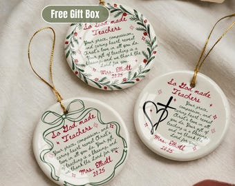 Custom Christian Teacher Ornament Christmas Gift from Student Religious Ornament Personalized Sunday School Teacher Gift Teacher Ornament