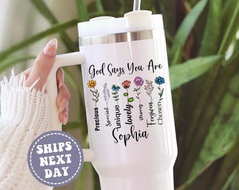 God Says You Are Christian Quote Christian Gift For Women Bible Verse Bible study Gifts Christian 40oz Tumbler Christian Mugs Religious Gift