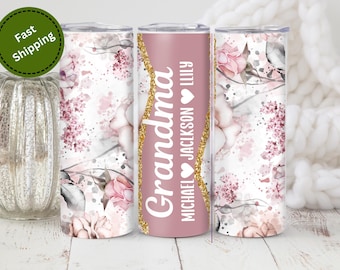 Personalized Grandma Tumbler Custom Grandma Tumbler Grandkids Names Mother's Day Gift for Grandma Mimi Nana Gigi Grammy Grandchildren Mug