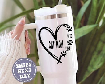 Personalized Cat Mom Gifts Cat Mom Gift Cat Mom Tumbler Cat Mom 40oz Tumbler Cat Mom Mug Custom Cat Tumbler Cat Lover Tumbler Cat Lover